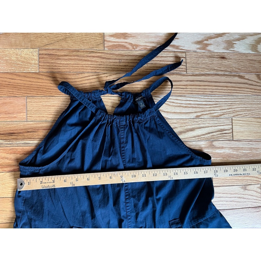 Banana Republic Navy Blue Cotton Poplin Halter Midi Dress Fit & Flare S Nautical - Picture 4 of 7